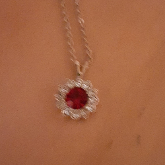 Lab created Ruby,  Simulated Diamond - Picture 2 of 3